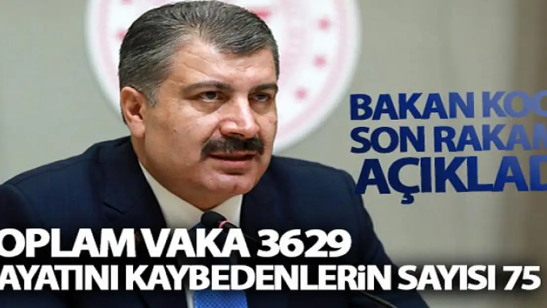 Bakan Koca son rakamı açıkladı! 'Toplam vaka 3629, hayatını kaybedenlerin sayısı 75 oldu'