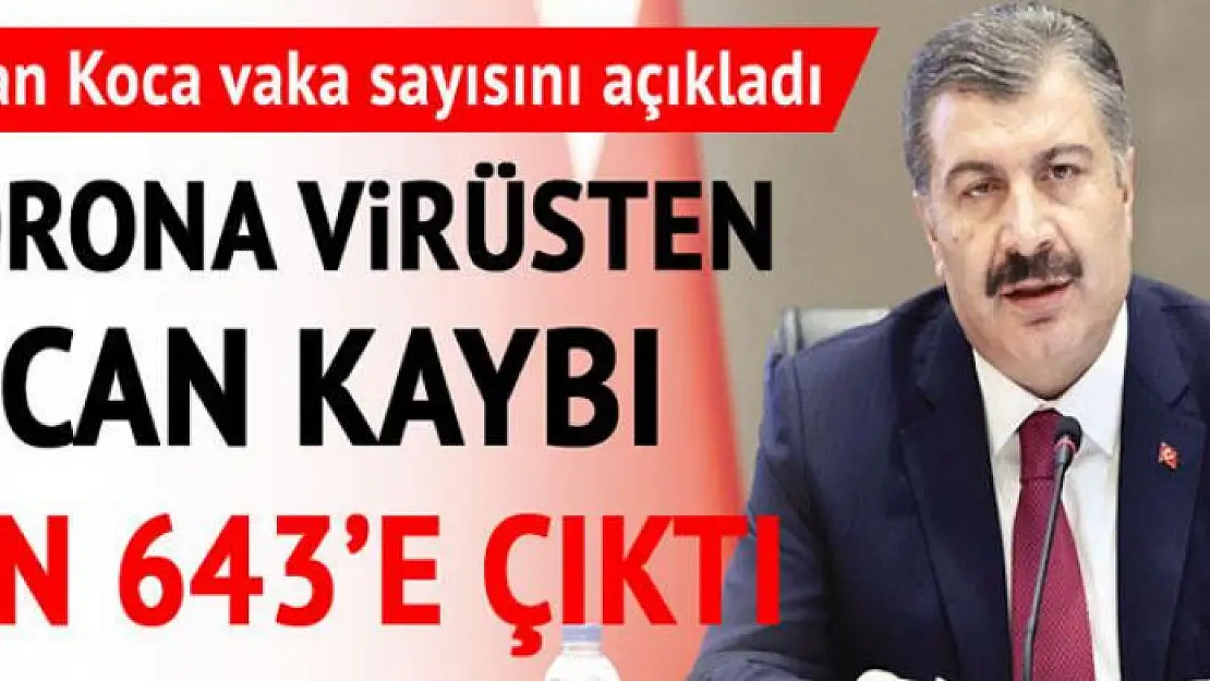 Sağlık Bakanı Fahrettin Koca, corona virüste vaka ve ölüm sayısını açıkladı