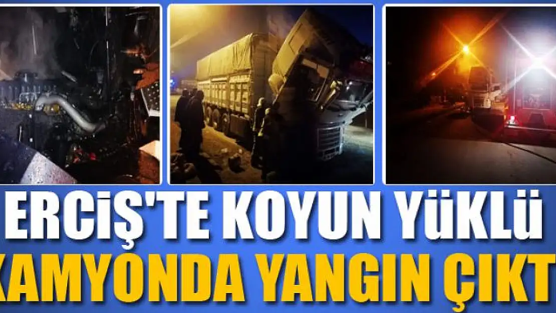 Erciş'te koyun yüklü kamyonda yangın çıktı