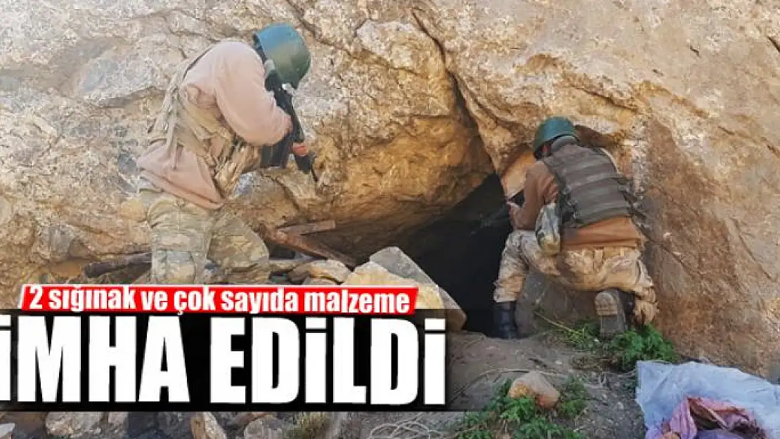  2 sığınak ve çok sayıda malzeme imha edildi