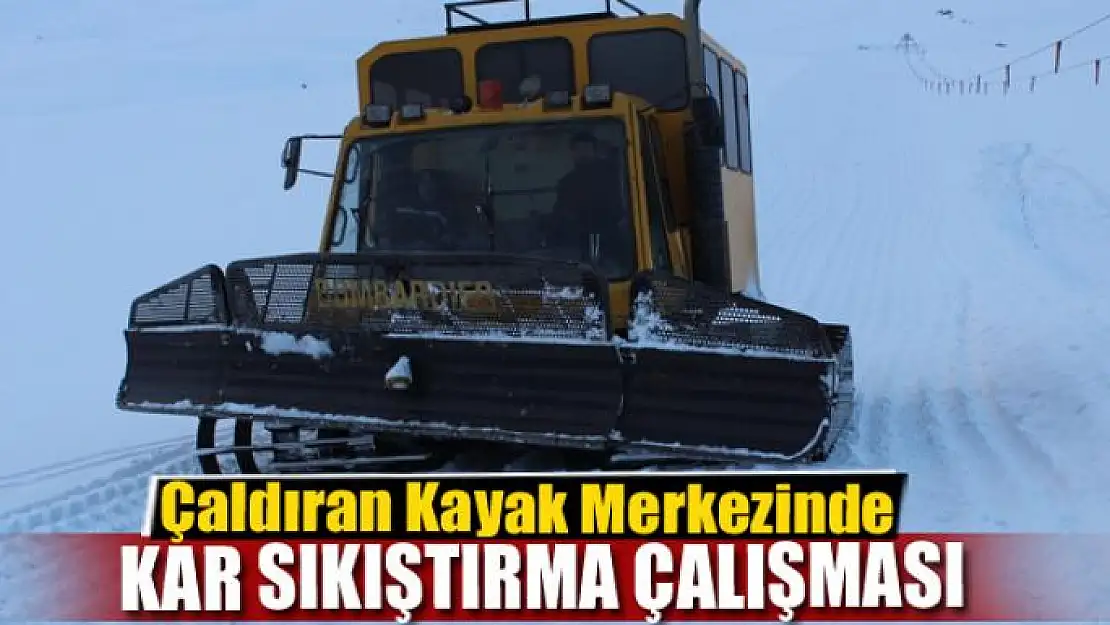 Çaldıran Kayak Merkezinde kar sıkıştırma çalışması