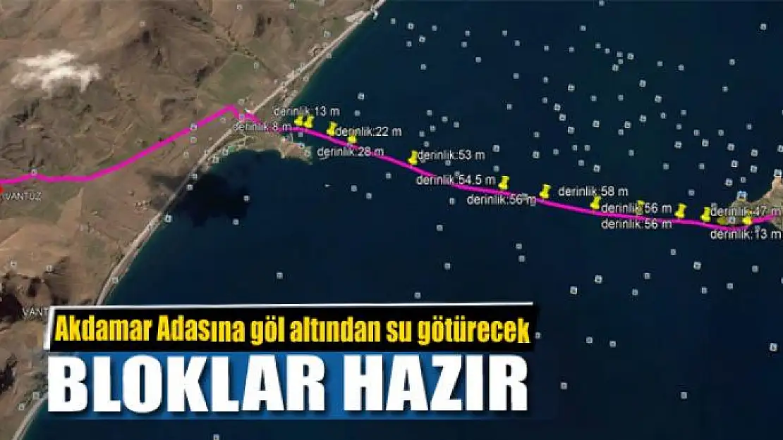 Akdamar Adasına göl altından su götürecek bloklar hazır