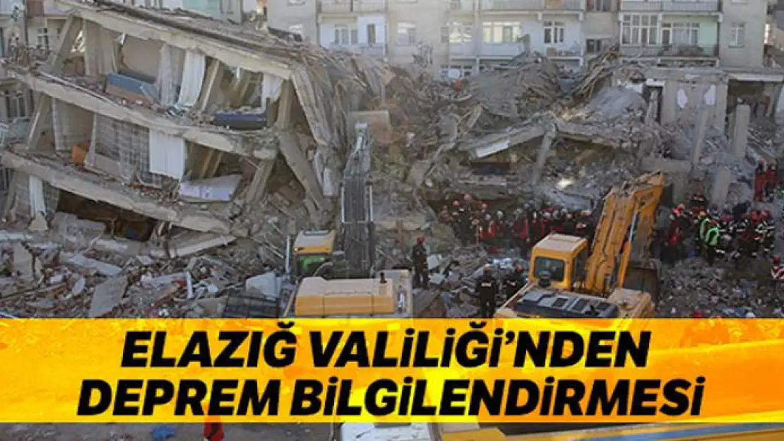 Elazığ Valiliği'nden deprem ile ilgili bilgilendirme