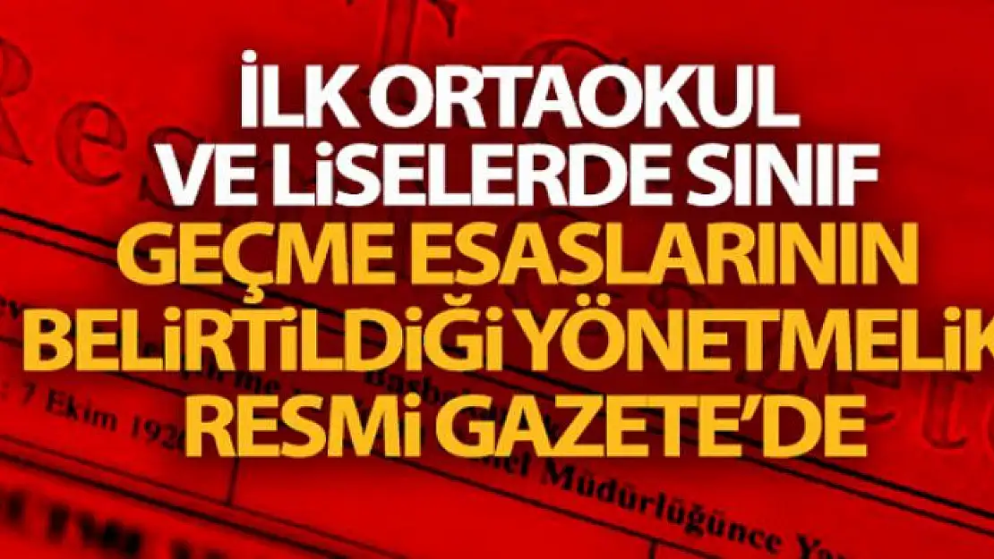 İlk, ortaokul ve liselerde sınıf geçme esaslarının belirtildiği yönetmelik Resmi Gazete'de