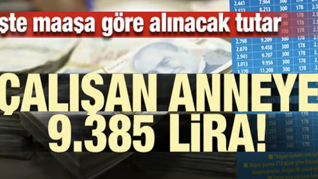 Çalışan anneye 9.385 lira! İşte maaşa göre alınacak tutar