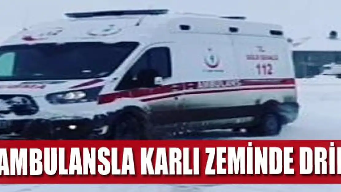 Ambulansla karlı zeminde drift