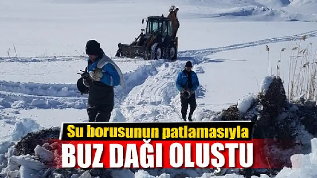 Su borusunun patlamasıyla buz dağı oluştu