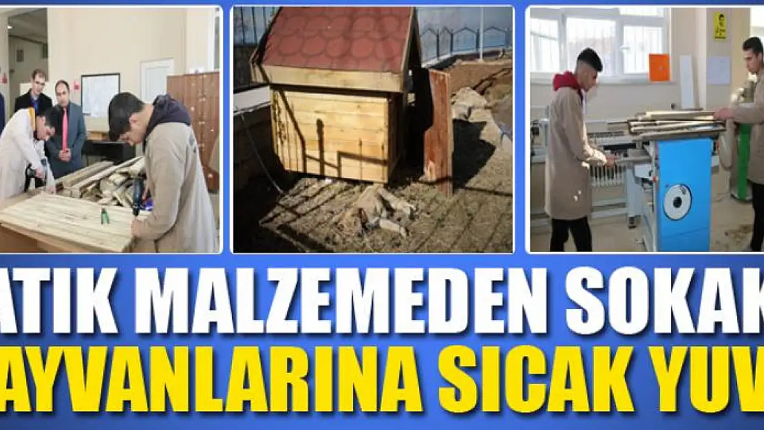 Atık malzemeden sokak hayvanlarına sıcak yuva