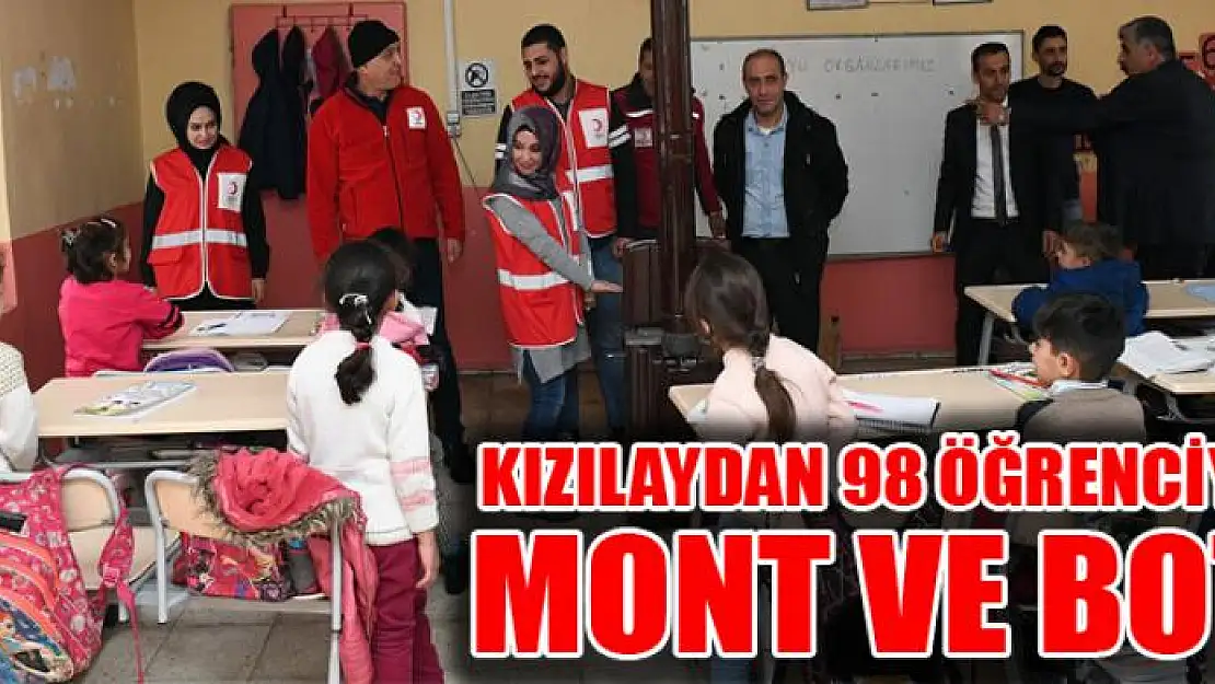 Kızılaydan 98 öğrenciye mont ve bot