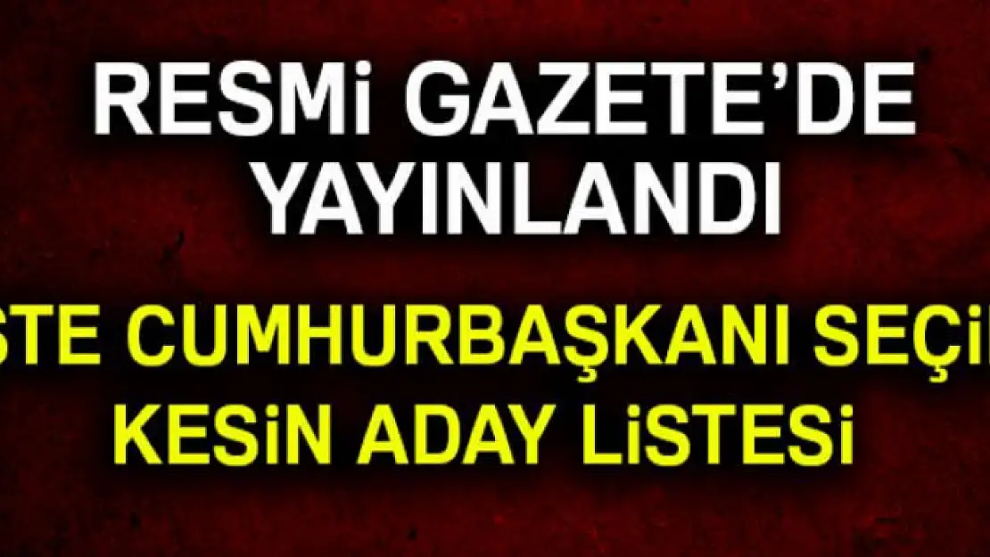 Cumhurbaşkanı aday listesi kesinleşti