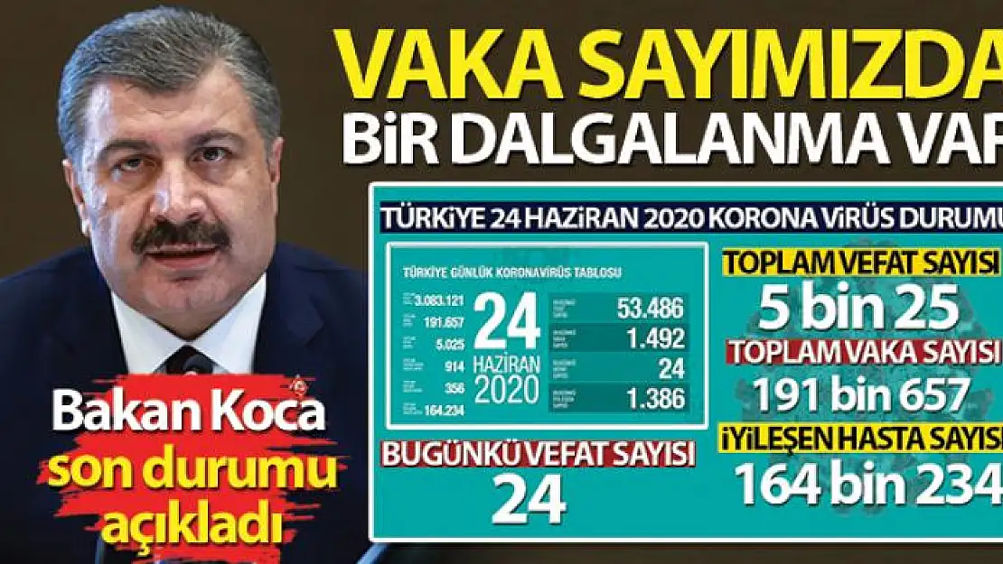 Türkiye'de koronavirüs nedeniyle son 24 saatte 24 kişi hayatını kaybetti