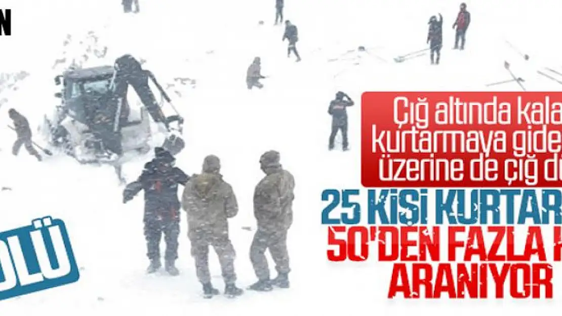 Çığ altında kalan 2 kişiyi arayan ekibin üzerine çığ düştü