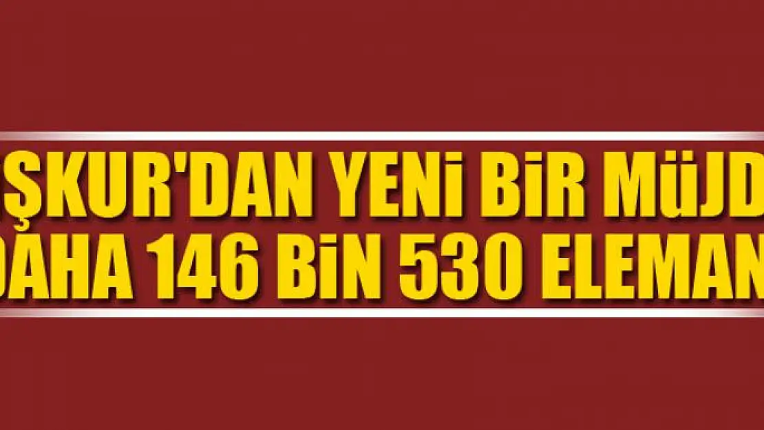 İŞKUR'dan yeni bir müjde daha 146 bin 530 eleman...