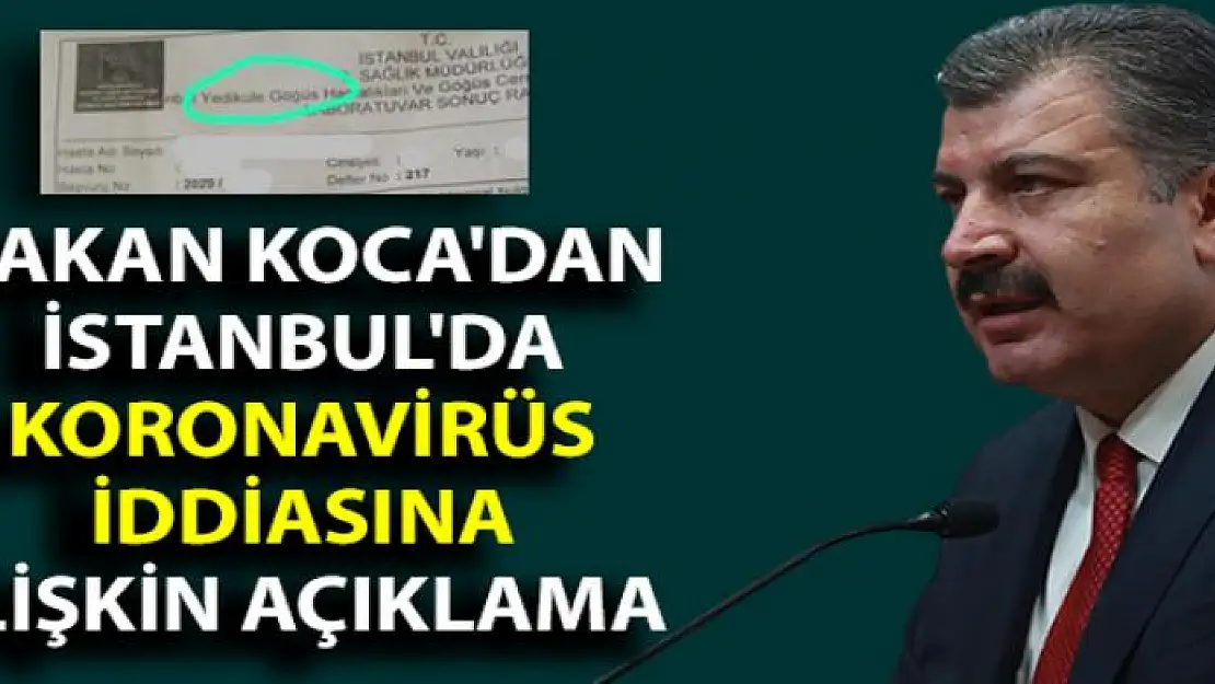 Bakan Koca: 'Yedikule Hastanesi'nde konulan tanı Yeni Koronavirüs değil'