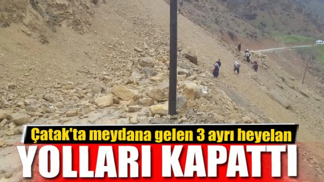 Çatak'ta meydana gelen 3 ayrı heyelan yolları kapattı