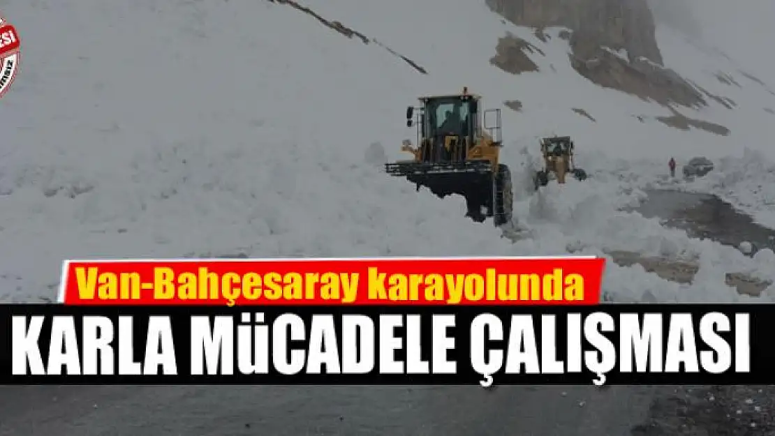 Bahçesaray karayolunda karla mücadele çalışması