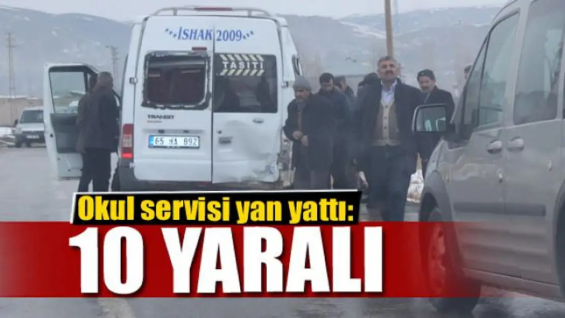 Okul servisi yan yattı: 10 yaralı 