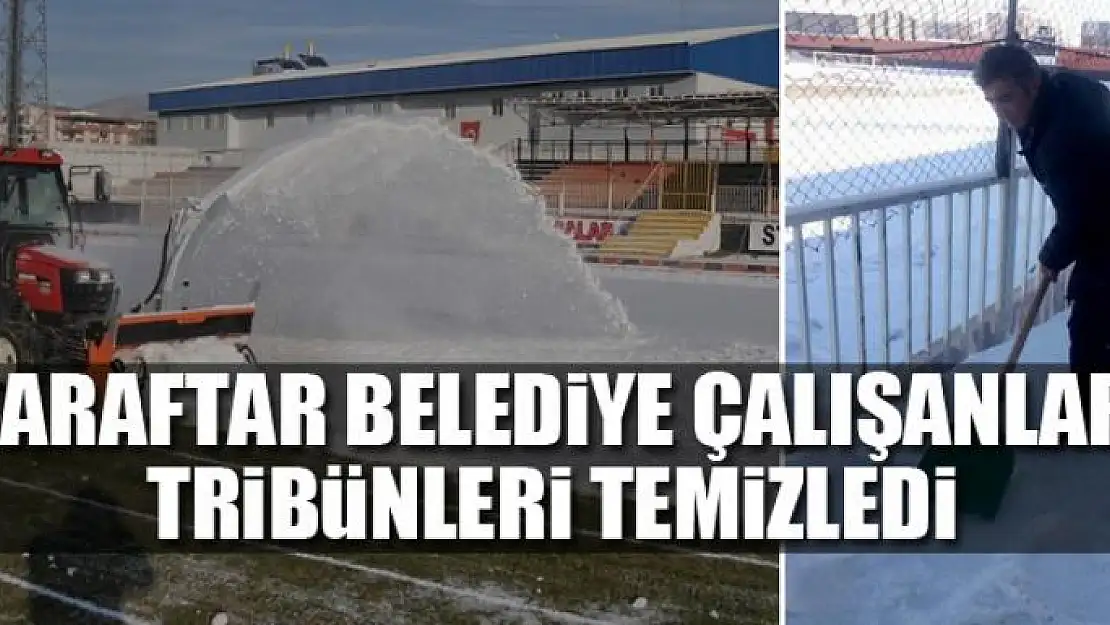 Taraftar belediye çalışanları tribünleri temizledi