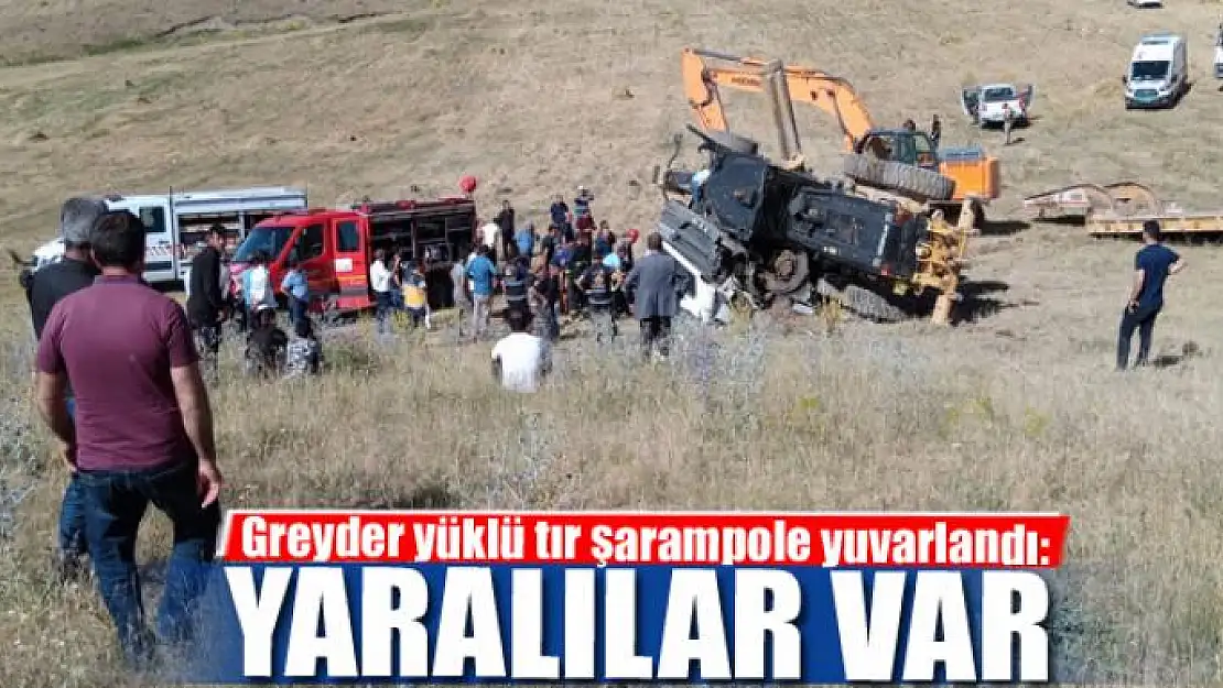 Greyder yüklü tır şarampole yuvarlandı: 4 yaralı