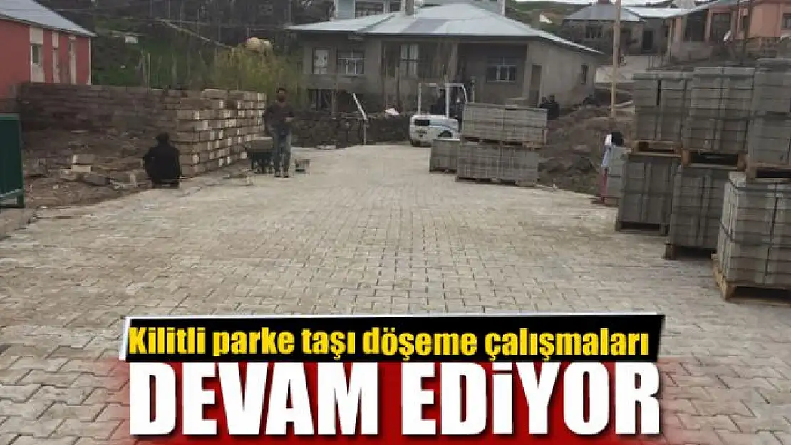 Çaldıran'da kilitli parke taşı döşeme çalışması 