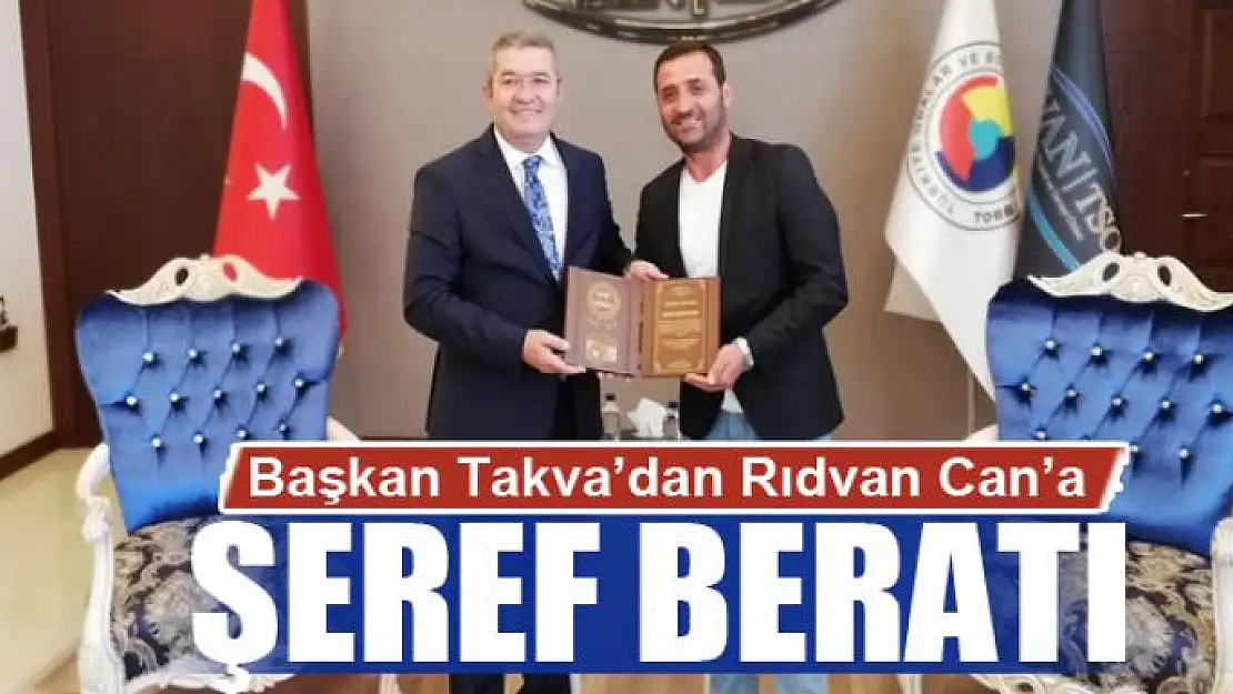 Takva'dan Rıdvan Can'a Şeref Beratı