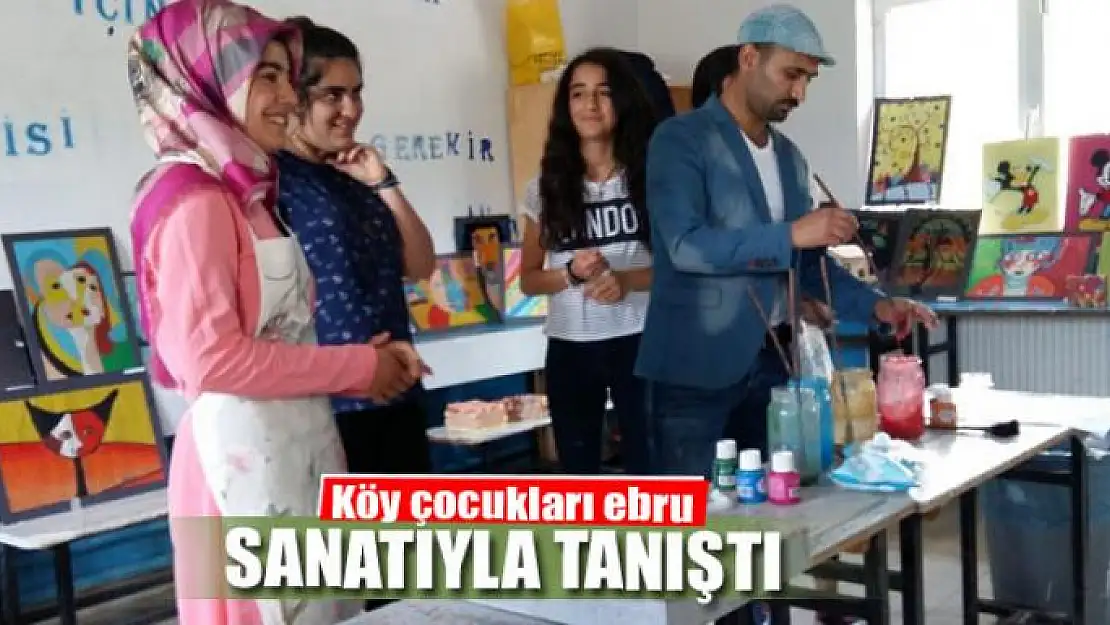 Köy çocukları ebru sanatıyla tanıştı