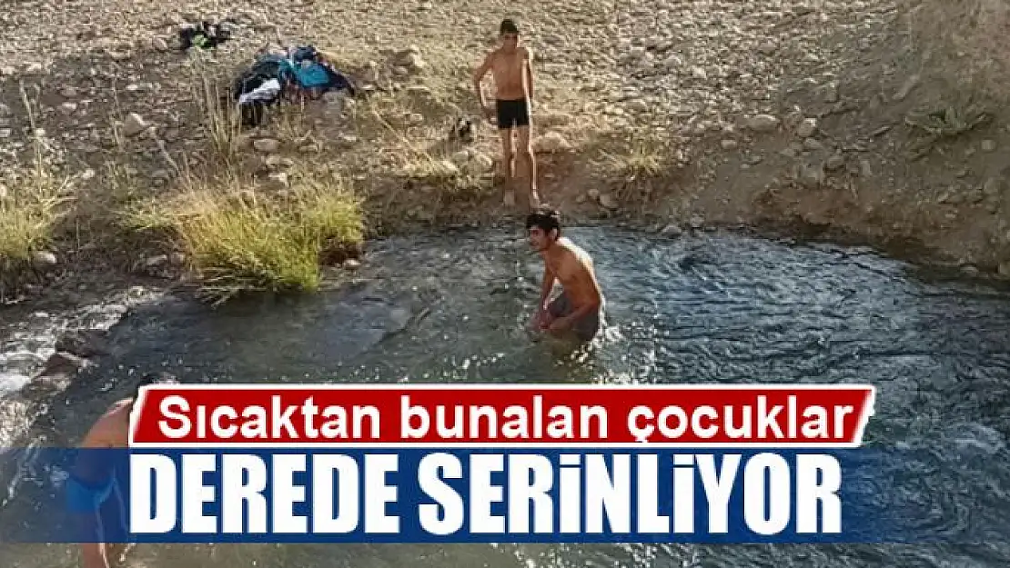 Sıcaktan bunalan çocuklar derede serinliyor