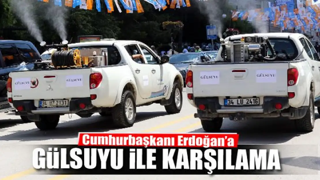 Cumhurbaşkanı Erdoğan'a gülsuyu ile karşılama