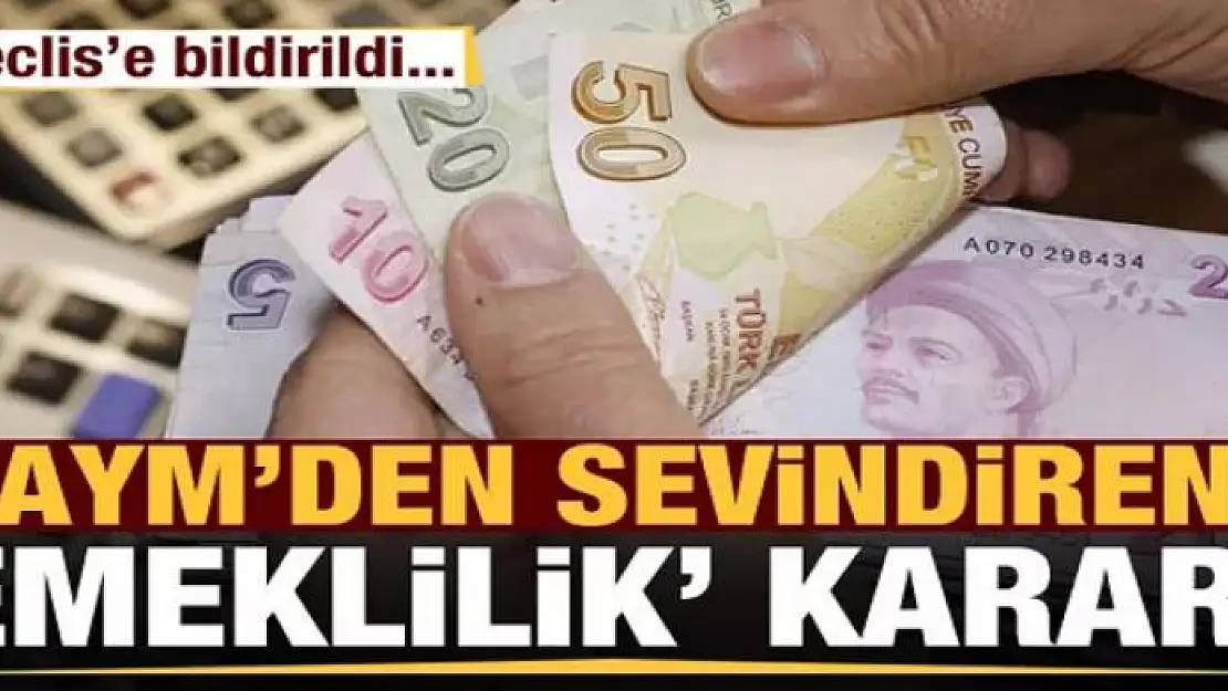 AYM'den sevindiren emeklilik kararı! Meclis'e bildirildi