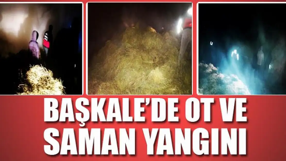 Başkale'de ot ve saman yangını