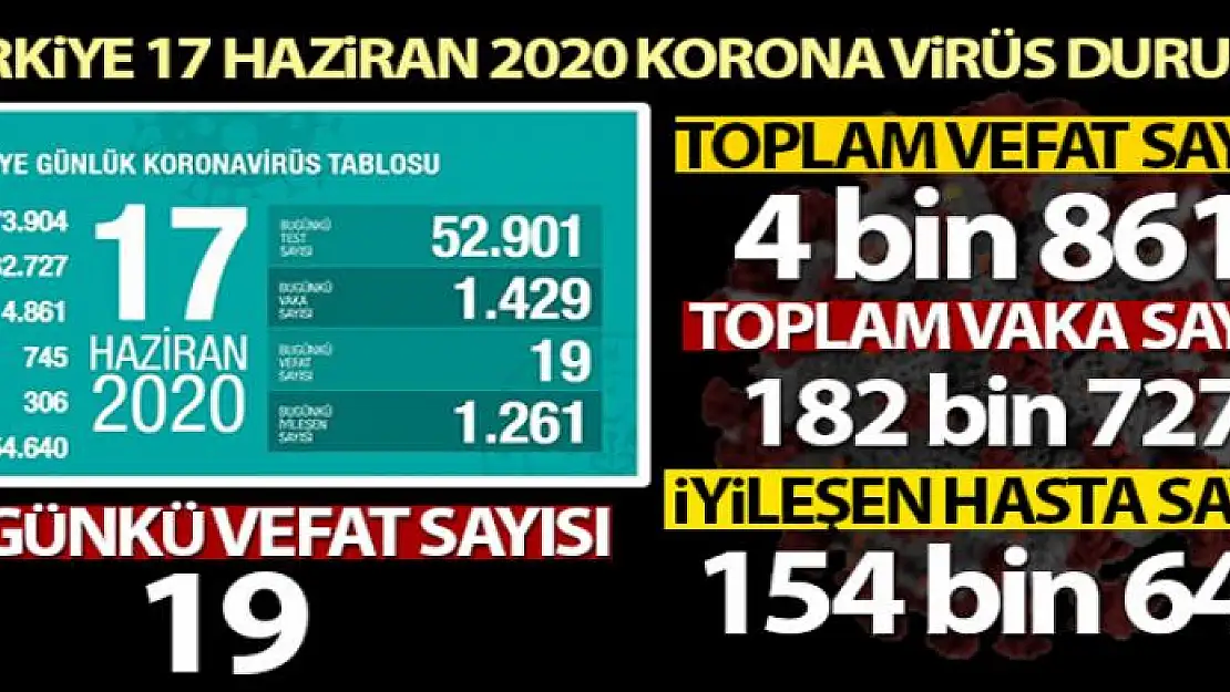 Türkiye'de koronavirüs nedeniyle son 24 saatte 19 kişi hayatını kaybetti