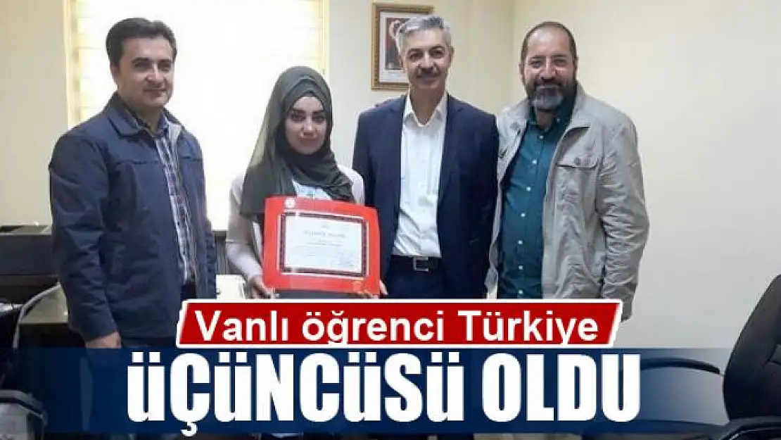 Vanlı öğrenci Türkiye üçüncüsü oldu