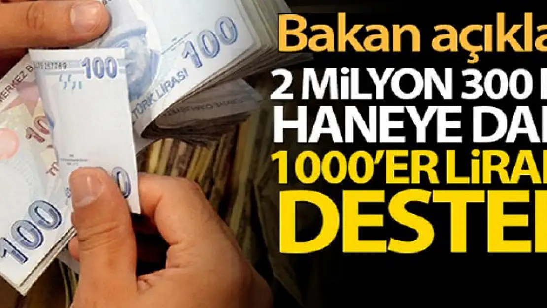 2 milyon 300 bin haneye daha 1000'er liralık destek!