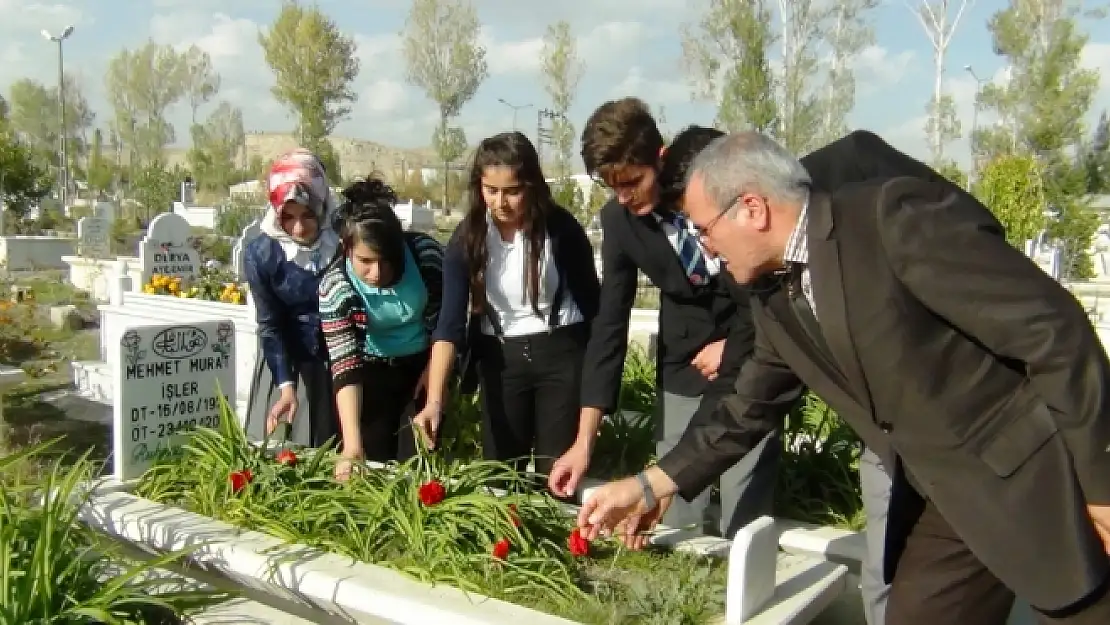 Deprem şehidi Murat öğretmen mezarı başında anıldı 