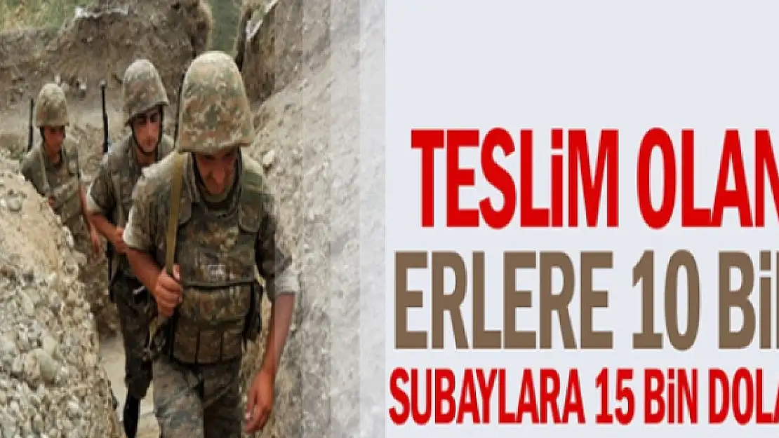 Teslim olan erlere 10 bin subaylara 15 bin dolar