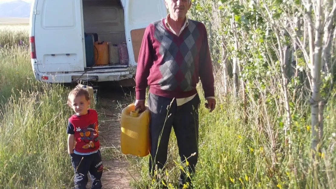 Meyve ağaçları kurumasın diye günde üç ton su taşıyor