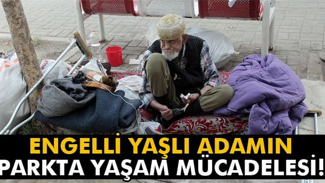 Engelli yaşlı adamın parkta yaşam mücadelesi