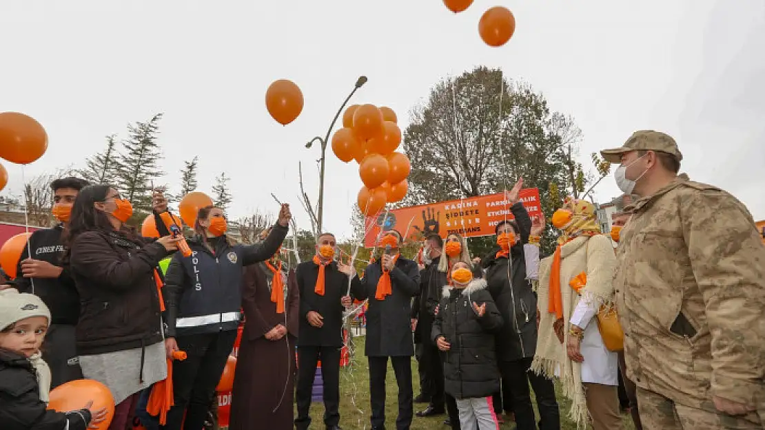 İpekyolu'nda gökyüzüne turuncu balonlar bırakıldı