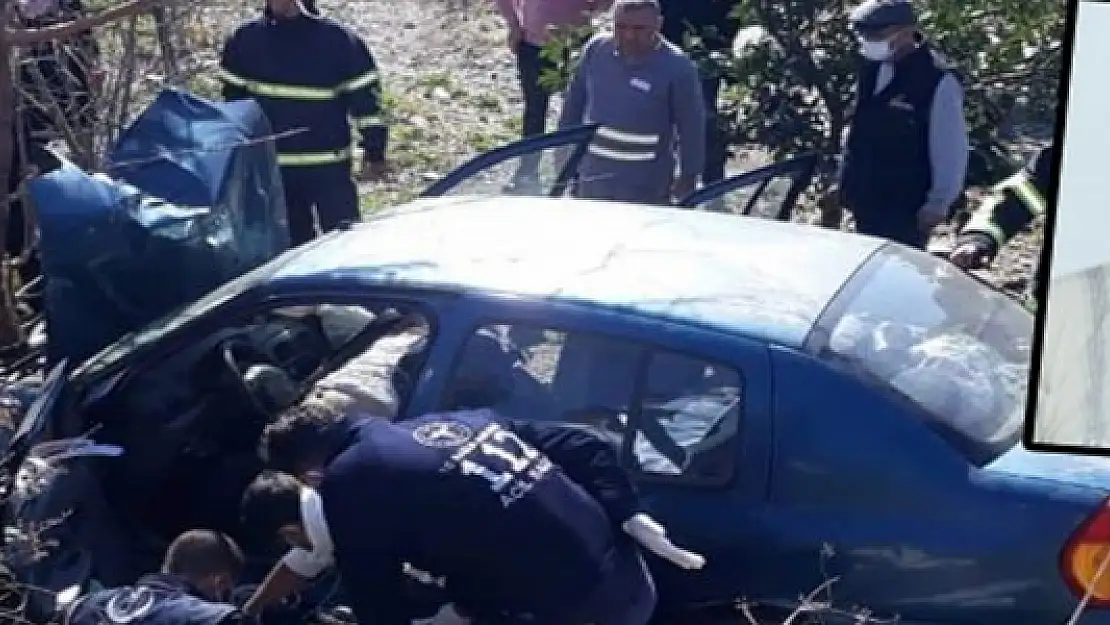 Şarampole uçan aracın sürücüsü hayatını kaybetti, eşi yaralandı