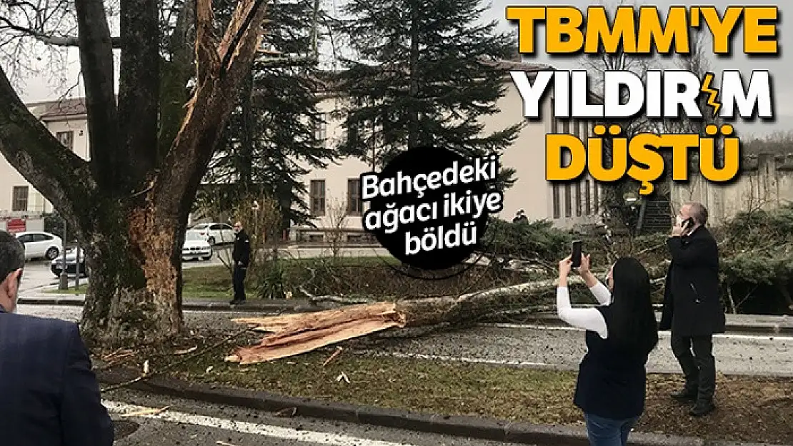 TBMM bahçesine yıldırım düştü