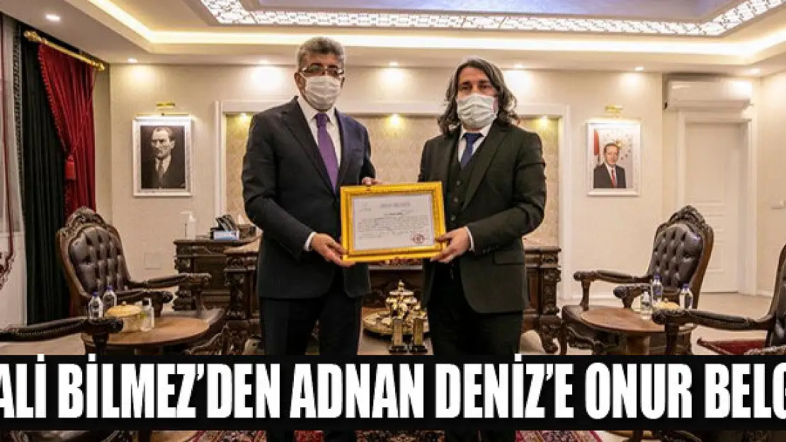 Vali Bilmez'den Adnan Deniz'e Onur Belgesi