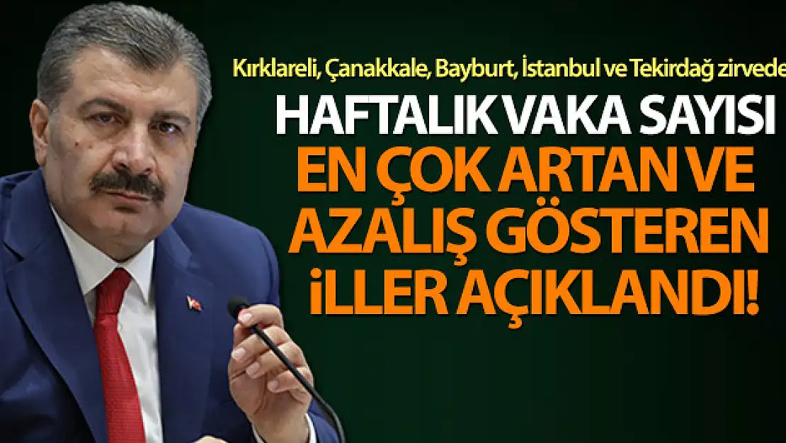 Haftalık vaka sayısı en çok artış ve azalış gösteren iller açıklandı!