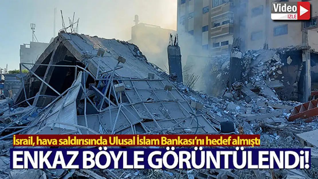 İsrail'in vurduğu Ulusal İslam Bankası'nın enkazı görüntülendi