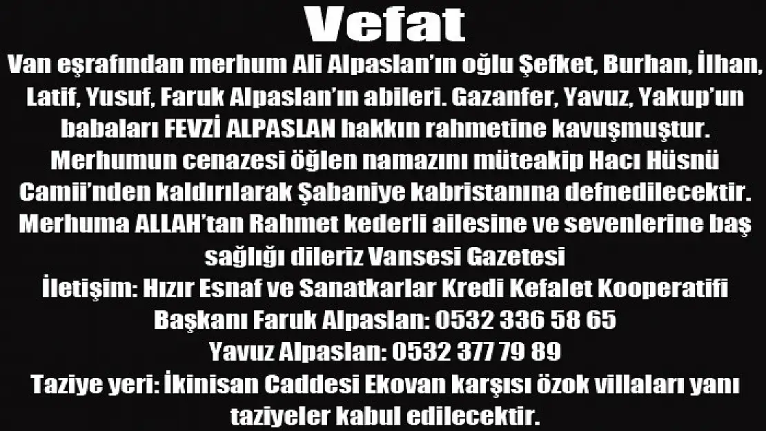 Vefat