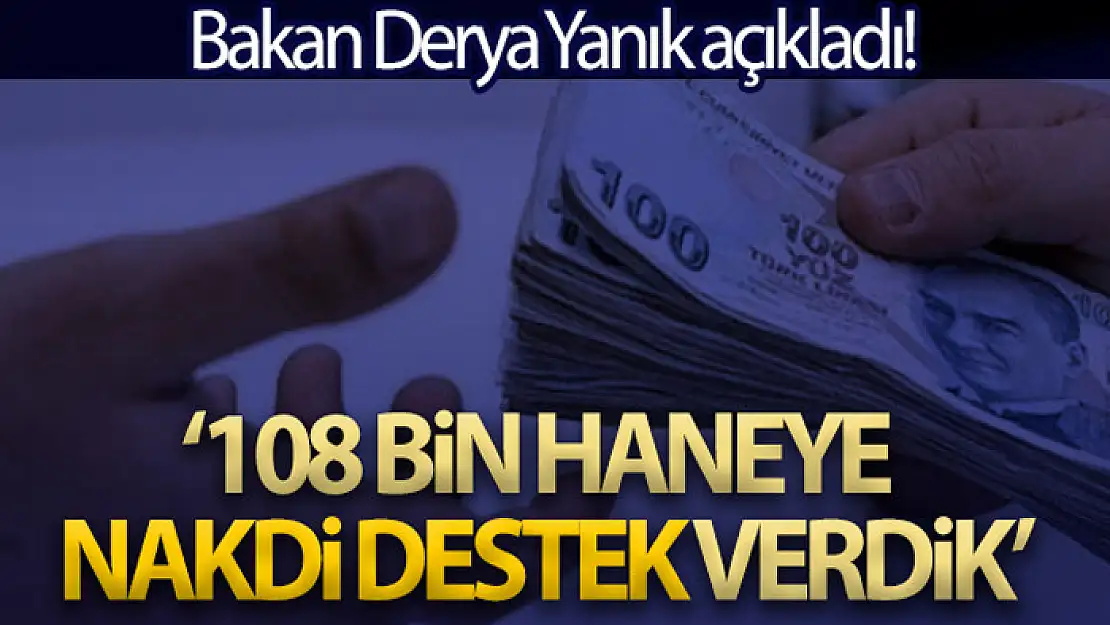 Bakan Yanık: 'E-devlet üzerinden başvuru yapmış 108 bin haneye nakdi destek verdik'