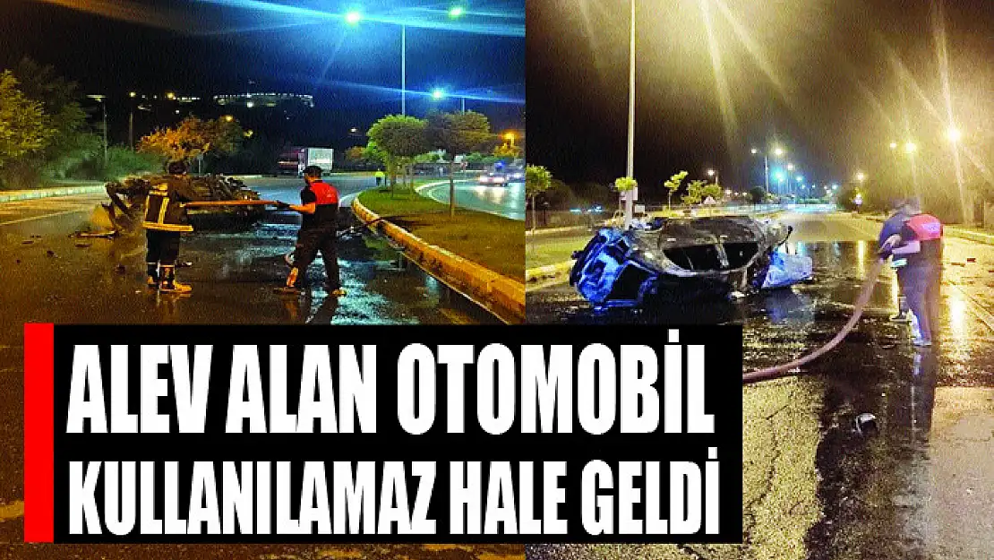 Alev alan otomobil kullanılamaz hale geldi