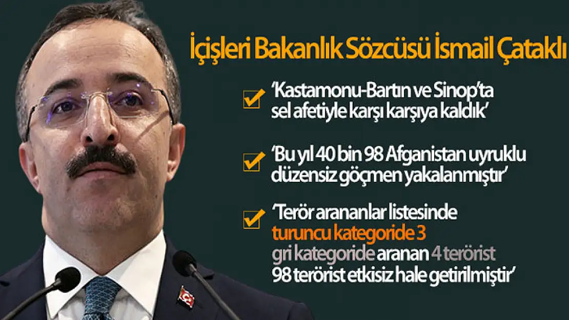 İçişleri Bakan Yardımcısı Çataklı: '98 terörist etkisiz hale getirilmiştir'