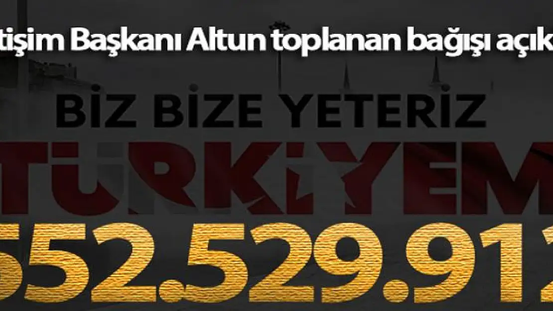 İletişim Başkanı Altun: 'Milli Dayanışma Kampanyası'nda 552 milyon 529 bin 912 TL toplandı'