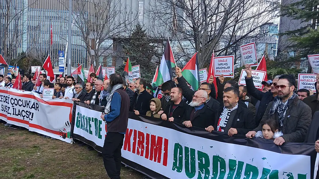 ABD Ankara Büyükelçiliği önünde İsrail'e protesto