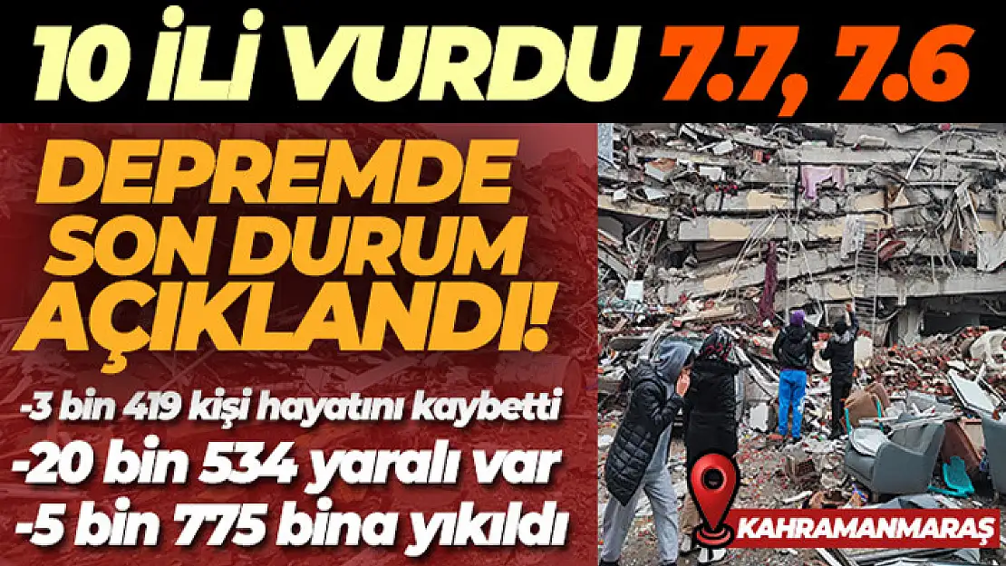 Depremde can kaybı sayısı 3 bin 419'a yükseldi